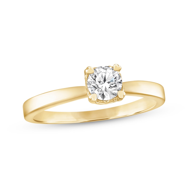 Main Image 1 of Diamond Solitaire Hearts Ring 1/2 ct tw 14K Yellow Gold (I/I2)