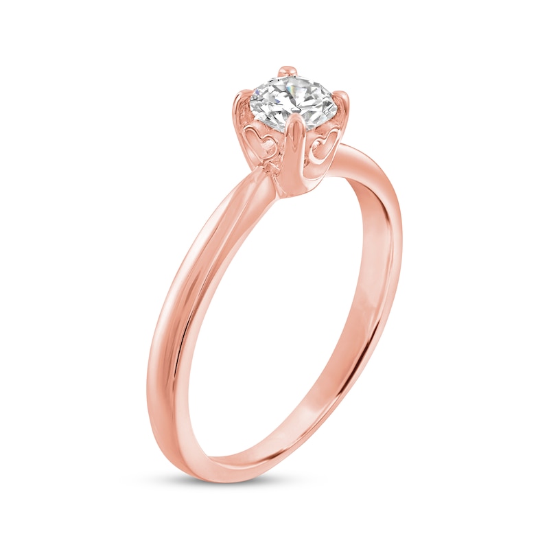 Main Image 2 of Diamond Solitaire Hearts Ring 1/2 ct tw 14K Rose Gold (I/I2)