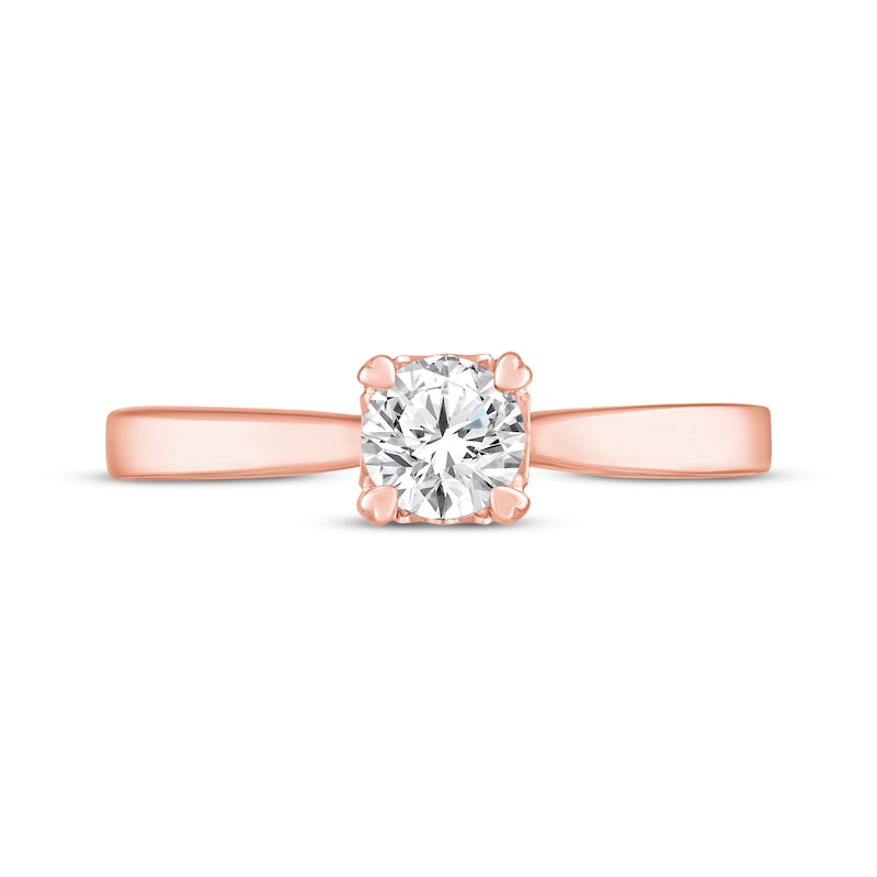 Main Image 4 of Diamond Solitaire Hearts Ring 1/2 ct tw 14K Rose Gold (I/I2)