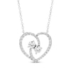 Thumbnail Image 1 of Diamond Two-Stone Heart Necklace 1 ct tw 10K White Gold 18&quot;