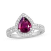 Thumbnail Image 1 of Pear-Shaped Rhodolite Garnet & Diamond Ring 5/8 ct tw 14K White Gold