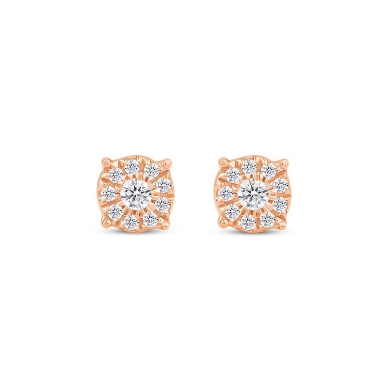 Main Image 2 of Diamond Halo Stud Earrings 1/10 ct tw 10K Rose Gold