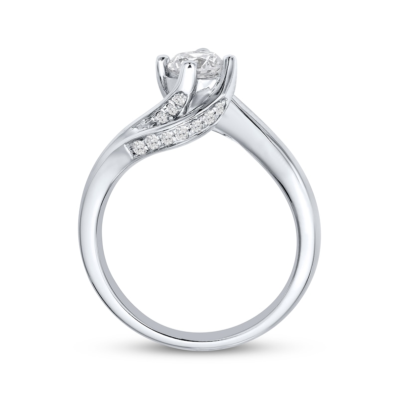 Main Image 3 of Round-Cut Diamond Solitaire Bypass Engagement Ring 5/8 ct tw 10K White Gold (I/I3)