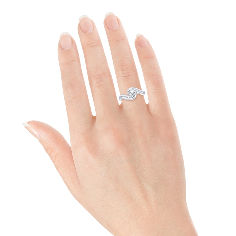 Main Image 4 of Round-Cut Diamond Solitaire Bypass Engagement Ring 5/8 ct tw 10K White Gold (I/I3)