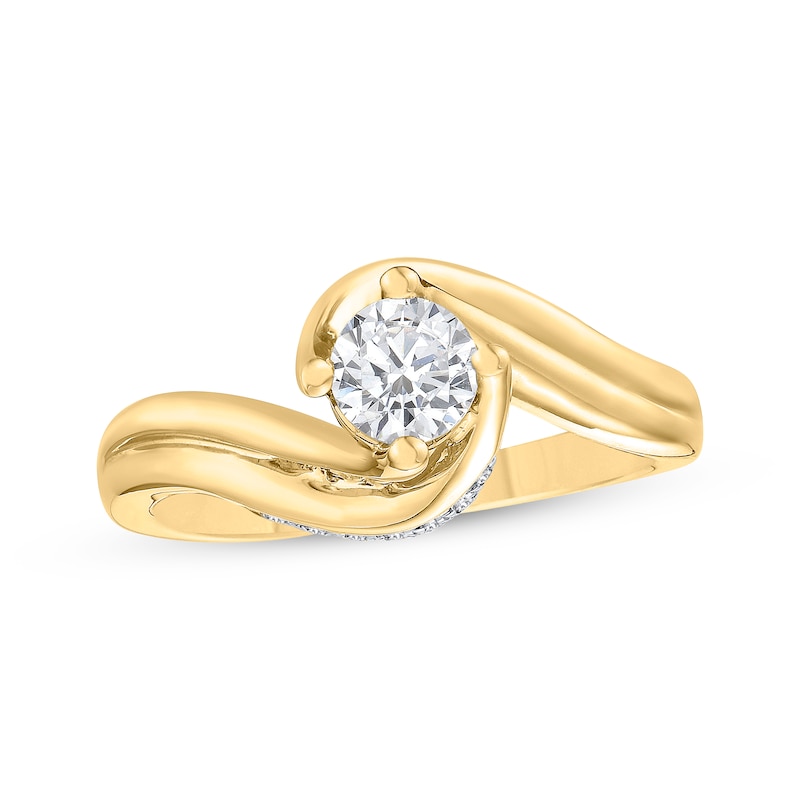 Round-Cut Diamond Solitaire Bypass Engagement Ring 5/8 ct tw 10K Yellow Gold (I/I3)