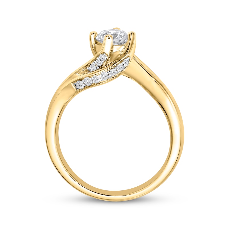 Round-Cut Diamond Solitaire Bypass Engagement Ring 5/8 ct tw 10K Yellow Gold (I/I3)