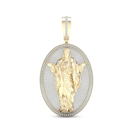 Diamond Oval Jesus Charm 1-1/4 ct tw 10K Yellow Gold