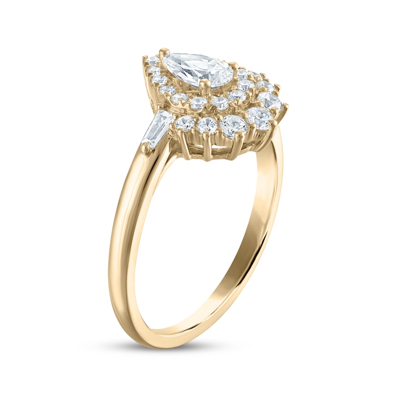 Pear-Shaped Diamond Halo Engagement Ring 3/4 ct tw 14K Yellow Gold