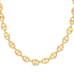 Italian Brilliance Solid Diamond-Cut Puffed Mariner Link Necklace 14K Yellow Gold 18.25&quot;