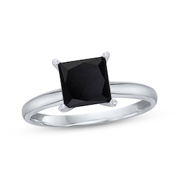 Now + Forever Princess-cut Black Diamond Solitaire Engagement Ring 1 ct tw 14K White Gold