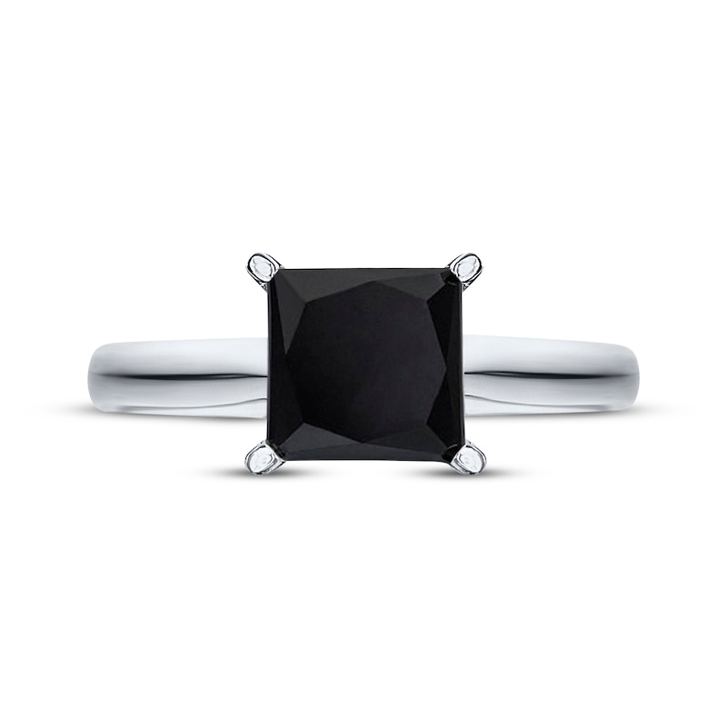 Main Image 3 of Princess-cut Black Diamond Solitaire Engagement Ring 1 ct tw 14K White Gold