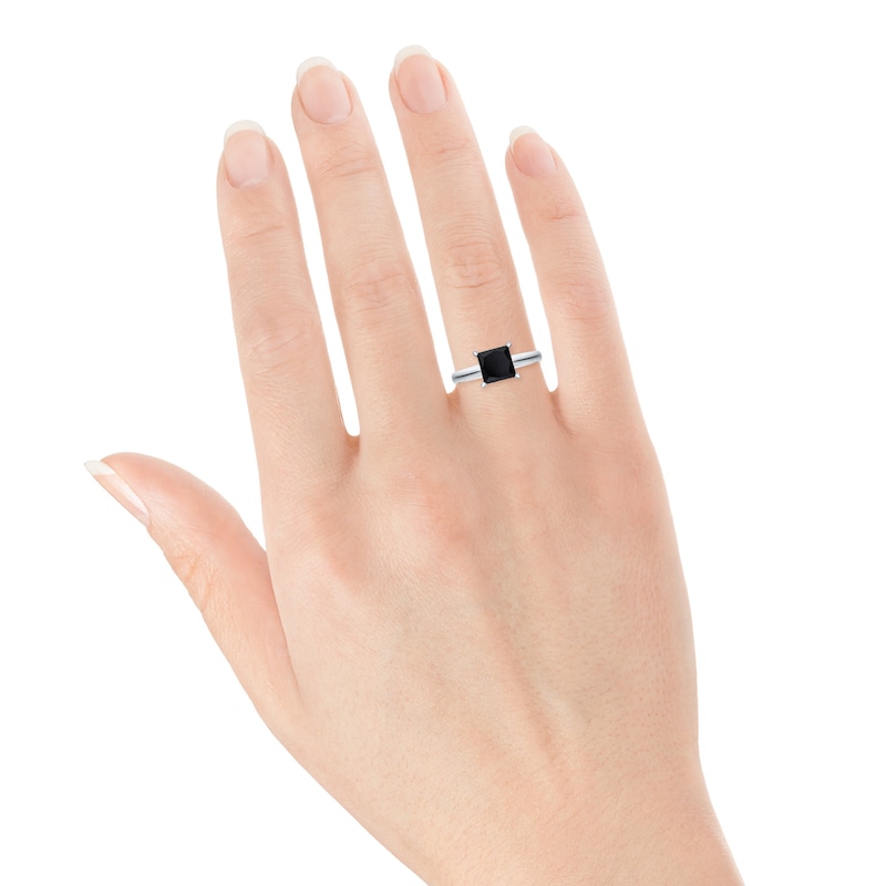 Princess-cut Black Diamond Solitaire Engagement Ring 1 ct tw 14K White Gold