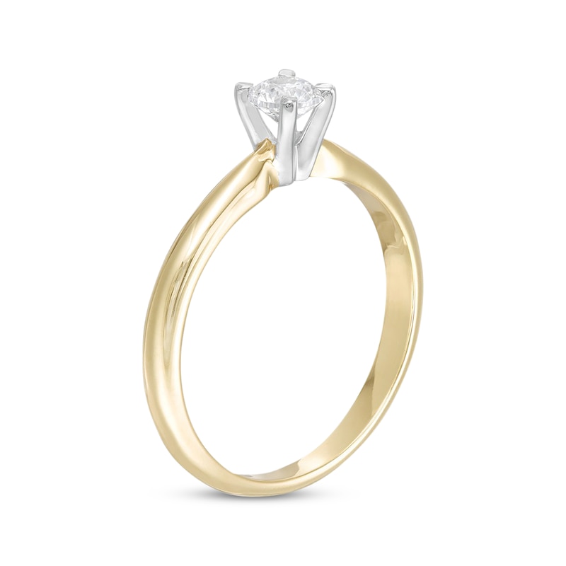 Main Image 2 of Round-Cut Diamond Solitaire Engagement Ring 1/3 ct tw 14K Yellow Gold (I/I2)