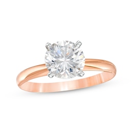 Certified Round-Cut Diamond Solitaire Engagement Ring 1-1/2 ct tw 14K Rose Gold (I/I2)