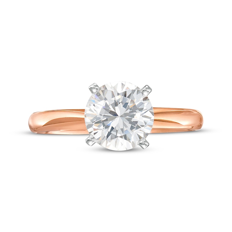 Certified Round-Cut Diamond Solitaire Engagement Ring 1-1/2 ct tw 14K Rose Gold (I/I2)