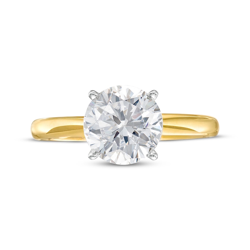 Certified Round-Cut Diamond Solitaire Engagement Ring 2 ct tw 14K Yellow Gold (I/I2)