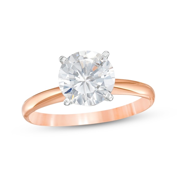 Certified Round-Cut Diamond Solitaire Engagement Ring 2 ct tw 14K Rose Gold (I/I2)
