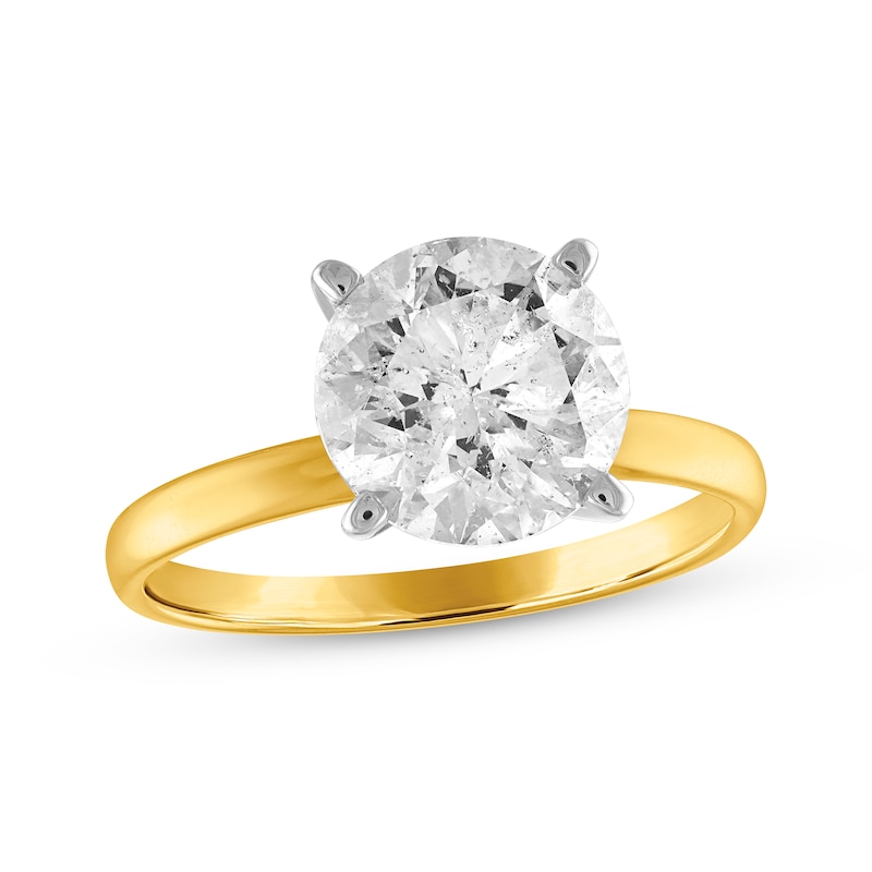 Certified Round-Cut Diamond Solitaire Engagement Ring 3 ct tw 14K Yellow Gold (I/I2)