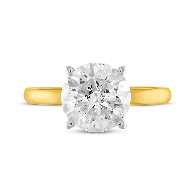 Certified Round-Cut Diamond Solitaire Engagement Ring 3 ct tw 14K Yellow Gold (I/I2)