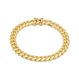 Solid Miami Cuban Curb Chain Bracelet 9.24mm 10K Yellow Gold 9&quot;