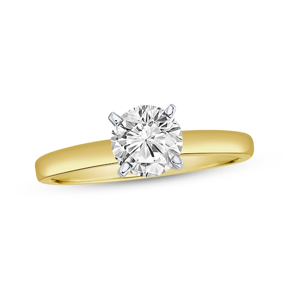 Certified Round-Cut Diamond Solitaire Engagement Ring 1 ct tw 14K Two-Tone Gold (I/I1)