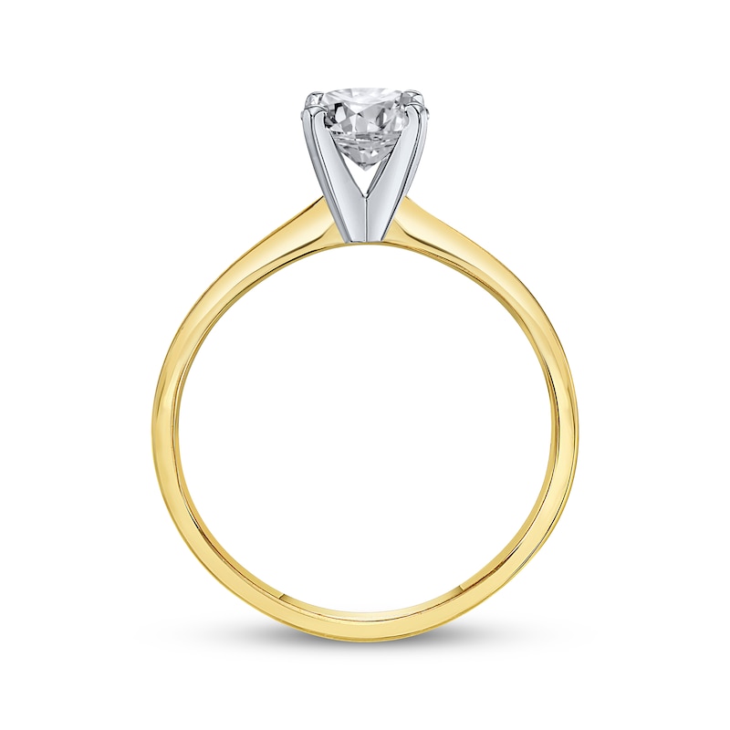 Certified Round-Cut Diamond Solitaire Engagement Ring 1 ct tw 14K Two-Tone Gold (I/I1)