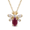 Thumbnail Image 0 of Oval-Cut Natural Ruby & Diamond Bug Necklace 1/15 ct tw 10K Yellow Gold 18"