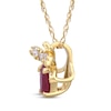 Thumbnail Image 1 of Oval-Cut Natural Ruby & Diamond Bug Necklace 1/15 ct tw 10K Yellow Gold 18"