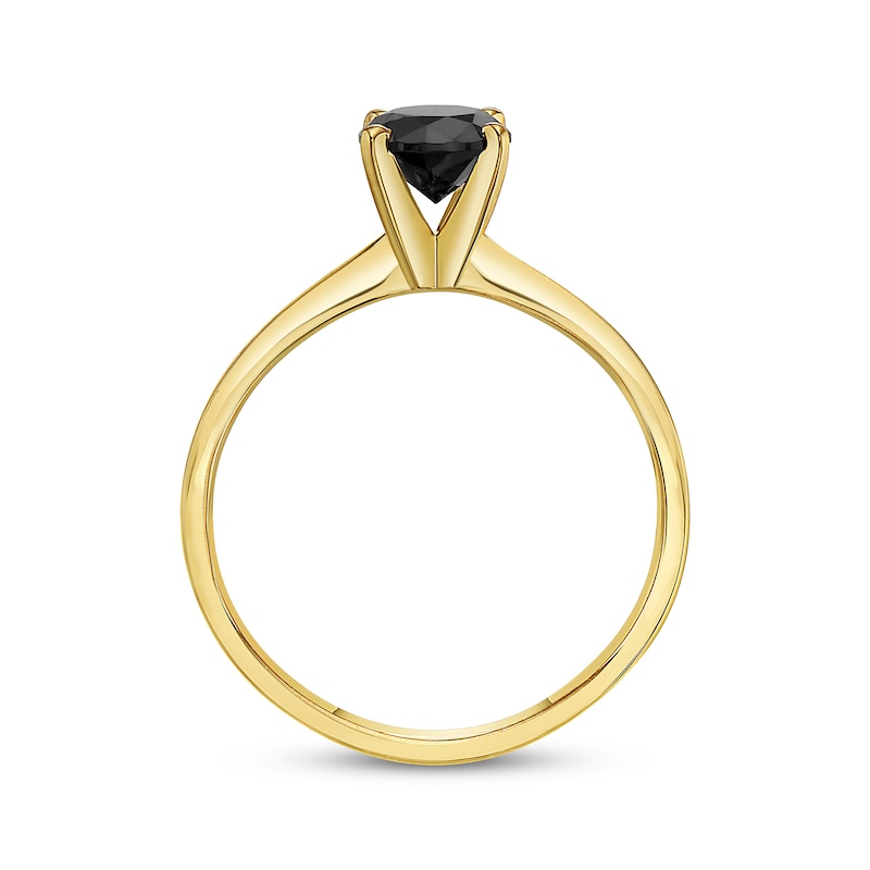 Round-Cut Black Diamond Solitaire Ring 1 ct tw 14K Yellow Gold (I3)