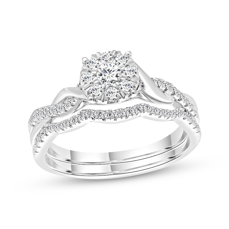 Main Image 1 of Multi-Diamond Bridal Set 1/2 ct tw 10K White Gold