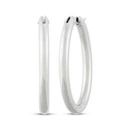 Oval Tube Hoop Earrings Sterling Silver 30mm