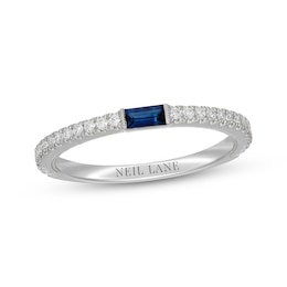 Neil Lane Baguette-Cut Natural Blue Sapphire & Diamond Anniversary Ring 1/4 ct tw 14K White Gold