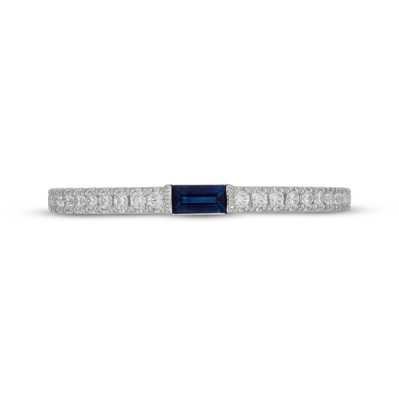 Main Image 3 of Neil Lane Baguette-Cut Natural Blue Sapphire & Diamond Anniversary Ring 1/4 ct tw 14K White Gold