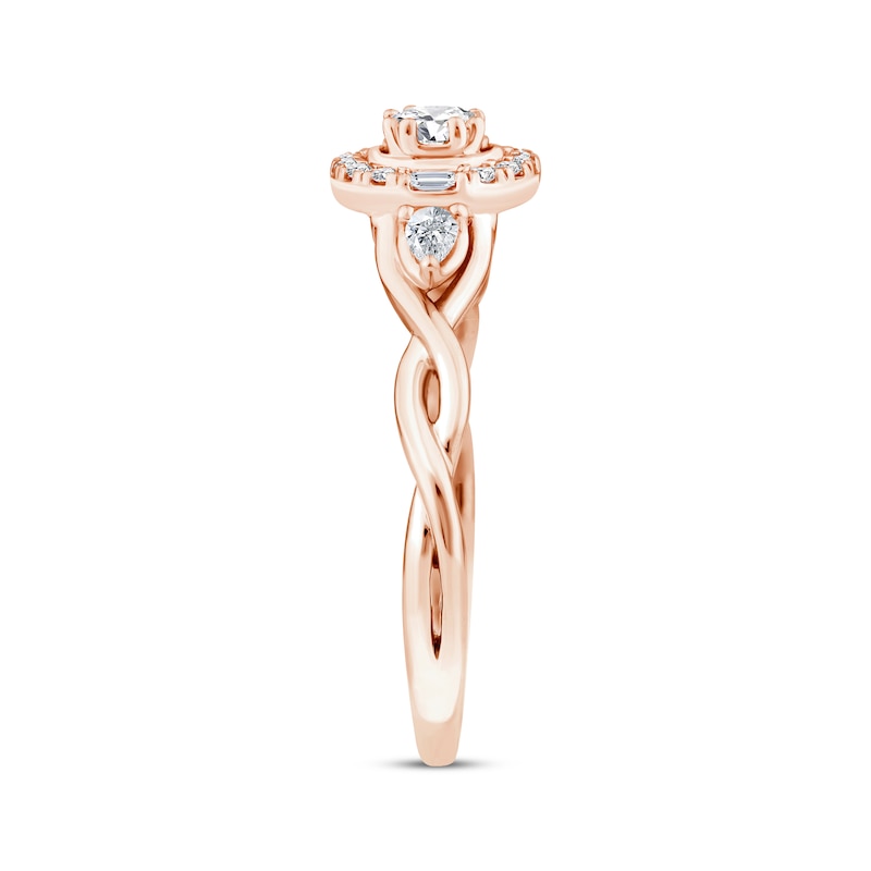 Main Image 2 of Oval-Cut Diamond Halo Engagement Ring 1/3 ct tw 14K Rose Gold