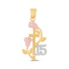 Thumbnail Image 1 of Quinceañera Cross, Flowers & 15 Charm 14K Tri-Tone Gold