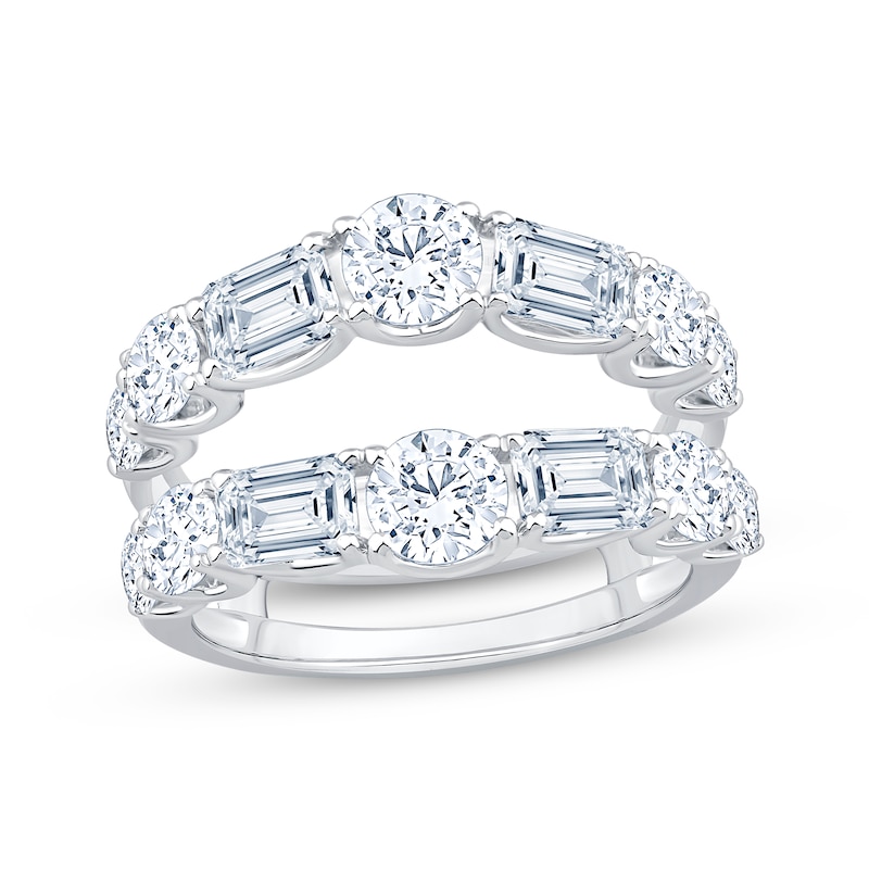 Lab-Created Diamonds by KAY Emerald & Round-Cut Enhancer Ring 3-1/2 ct tw 14K White Gold