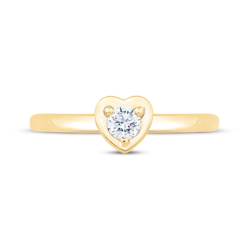 Round-Cut Diamond Heart-Shaped Solitaire Engagement Ring 1/5 ct tw 14K Yellow Gold (I/I2)