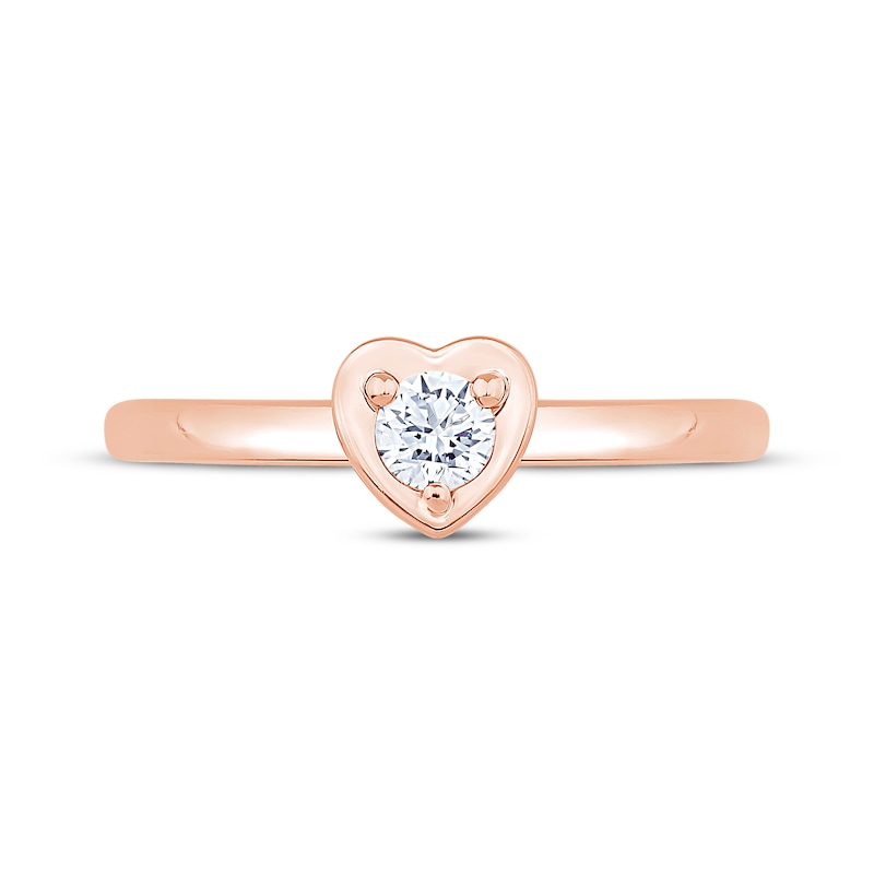 Main Image 3 of Round-Cut Diamond Heart-Shaped Solitaire Engagement Ring 1/5 ct tw 14K Rose Gold (I/I2)