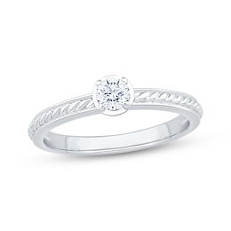 Round-Cut Diamond Solitaire Rope Shank Engagement Ring 1/4 ct tw 14K White Gold (I/I2)