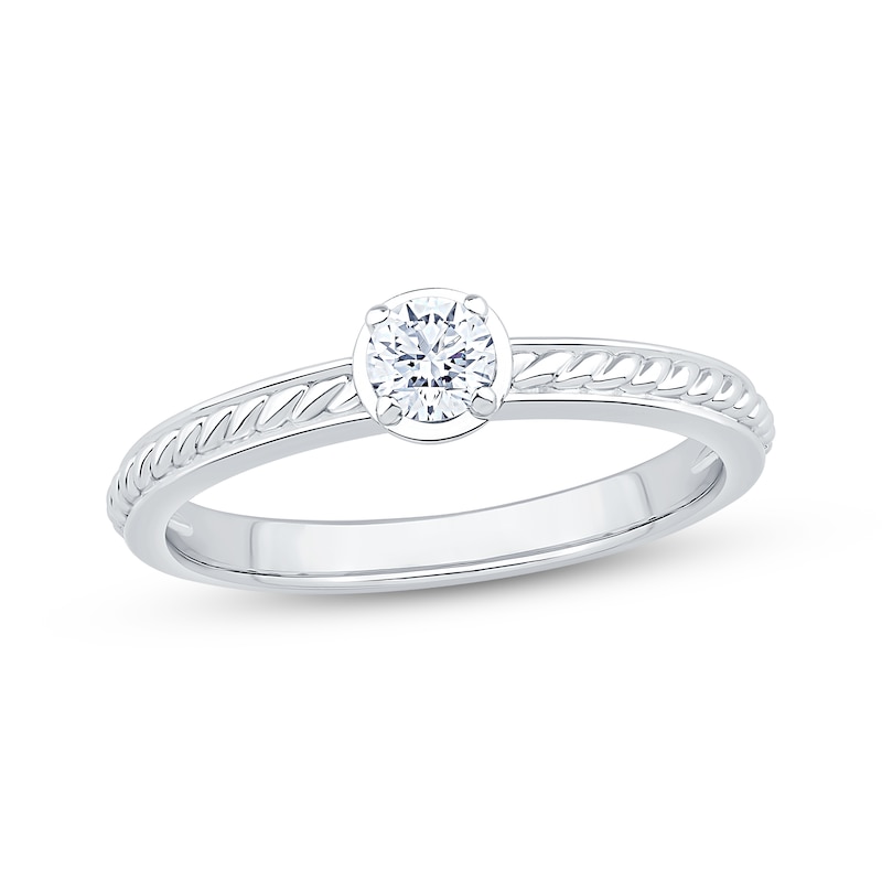 Round-Cut Diamond Solitaire Rope Shank Engagement Ring 1/4 ct tw 14K ...