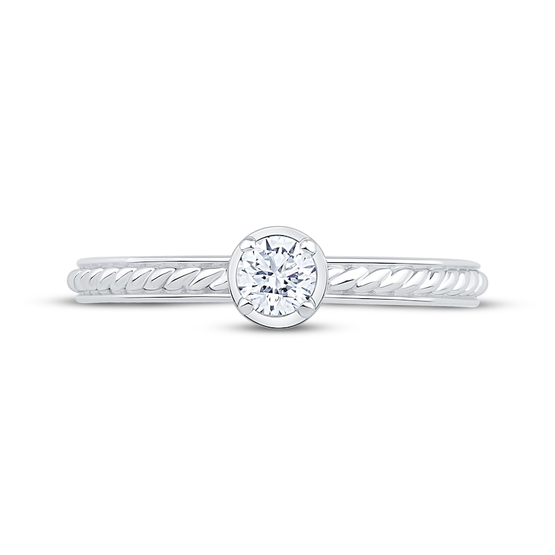 Round-Cut Diamond Solitaire Rope Shank Engagement Ring 1/4 ct tw 14K White Gold (I/I2)