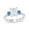 Thumbnail Image 1 of Monique Lhuillier Bliss Radiant-Cut White & Blue Lab-Grown Diamond Engagement Ring 2-5/8 ct tw 18K White Gold