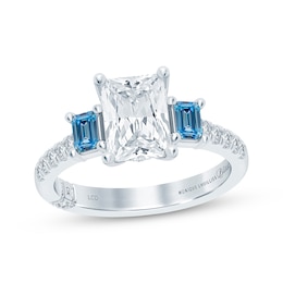 Monique Lhuillier Bliss Radiant-Cut White & Blue Lab-Grown Diamond Engagement Ring 2-5/8 ct tw 18K White Gold