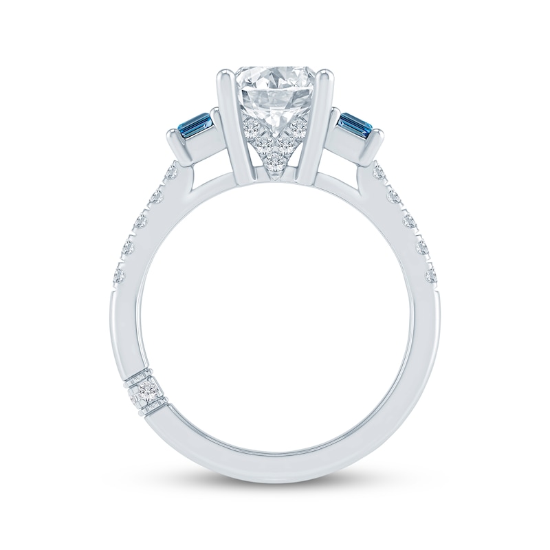 Monique Lhuillier Bliss Radiant-Cut White & Blue Lab-Grown Diamond Engagement Ring 2-5/8 ct tw 18K White Gold