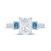 Thumbnail Image 3 of Monique Lhuillier Bliss Radiant-Cut White & Blue Lab-Grown Diamond Engagement Ring 2-5/8 ct tw 18K White Gold