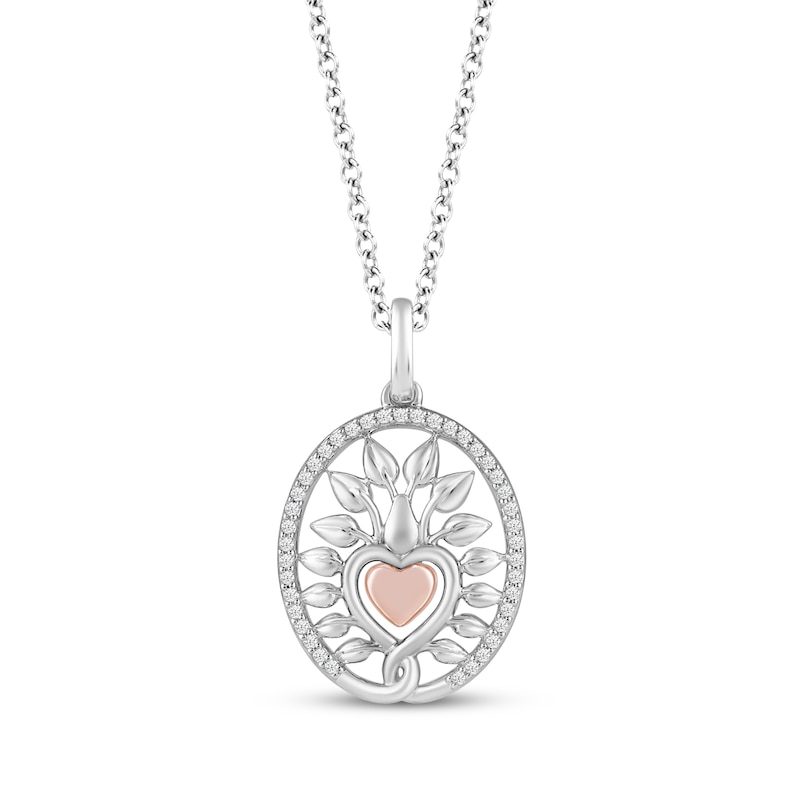 Hallmark Diamonds Heart Tree Necklace 1/10 ct tw Sterling Silver & 10K Rose Gold