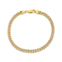 Hollow Diamond-Cut Square Curb Chain Bracelet 5.6mm 10K Yellow Gold 8.5&quot;