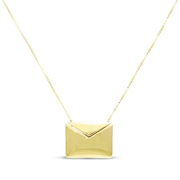 Hidden Message &quot;I Love You&quot; Envelope Necklace 10K Yellow Gold 18&quot;