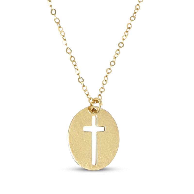 Main Image 2 of Cross Cutout Circle Necklace 10 Yellow Gold 18&quot;