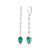 Thumbnail Image 1 of Pear-Shaped Lab-Created Emerald & White Lab-Created Sapphire Drop Earrings Sterling Silver